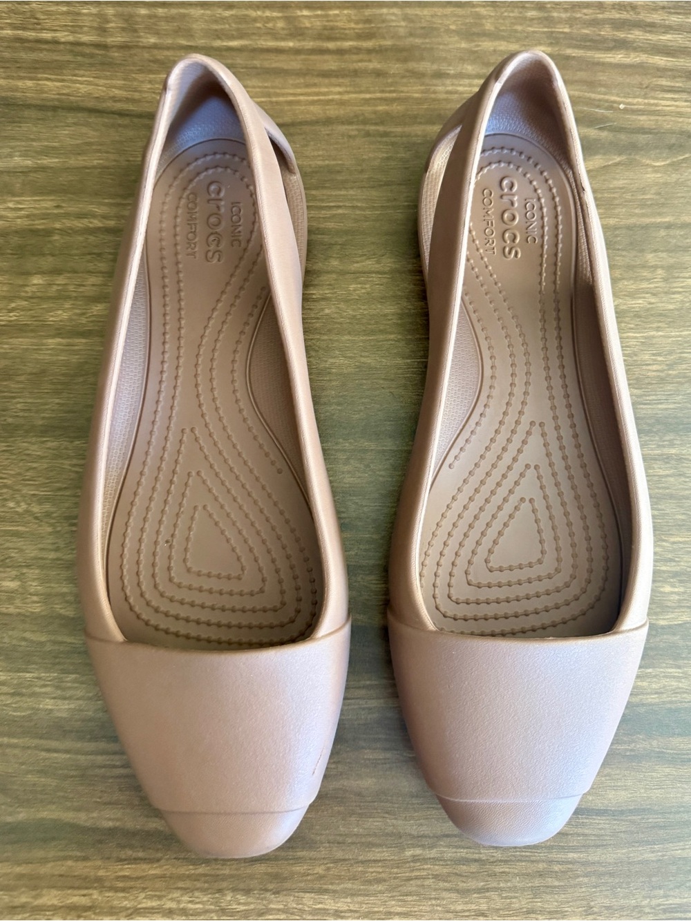 Crocs Sienna Ballet Flats W9 Mauve Taupe Brown Slip On Comfort Shoes 202811 - Picture 2 of 9